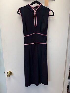 CDC Black Midi Dress with Pink Piping